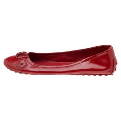 Used Louis Vuitton Red Patent Leather Oxford Ballet Flats Size 38