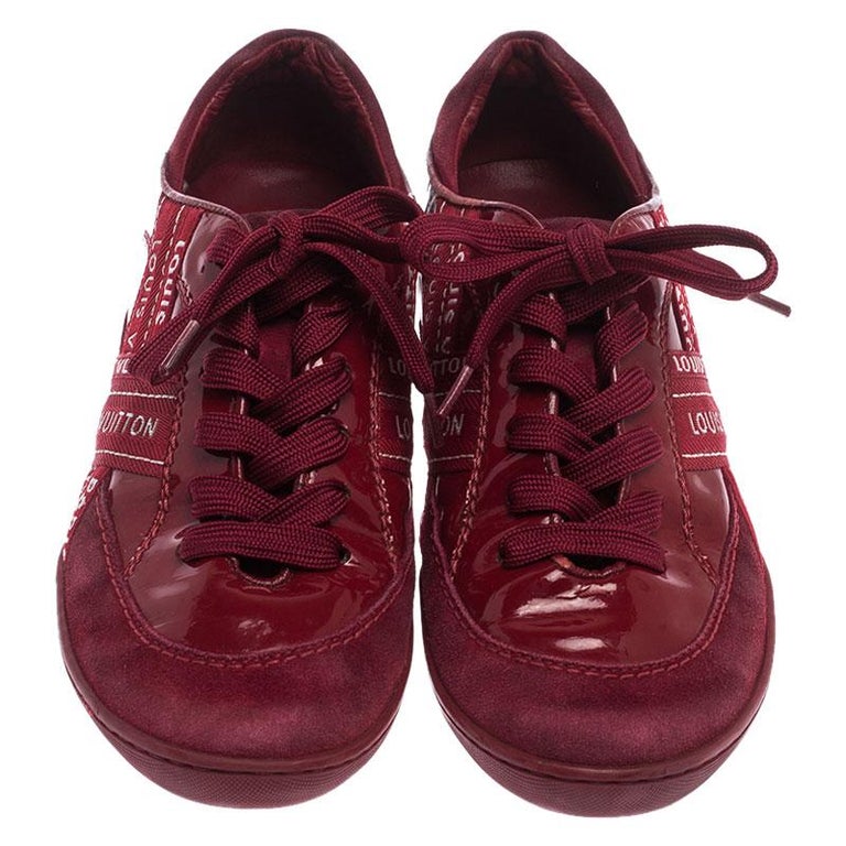 Louis Vuitton Mens Shoes Size 6.5 Red Espadrilles Canvas Round Toe Lace Up  Logo