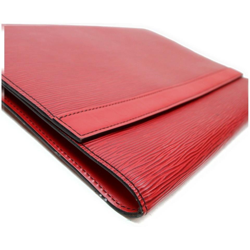 Louis Vuitton Red Pochette Clutch Business Flap Envelope Epi 872730 Wallet For Sale 6