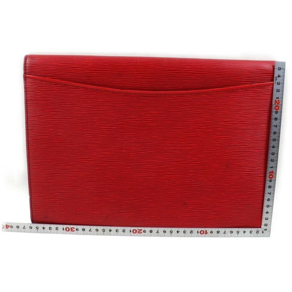 Women's Louis Vuitton Red Pochette Clutch Business Flap Envelope Epi 872730 Wallet For Sale