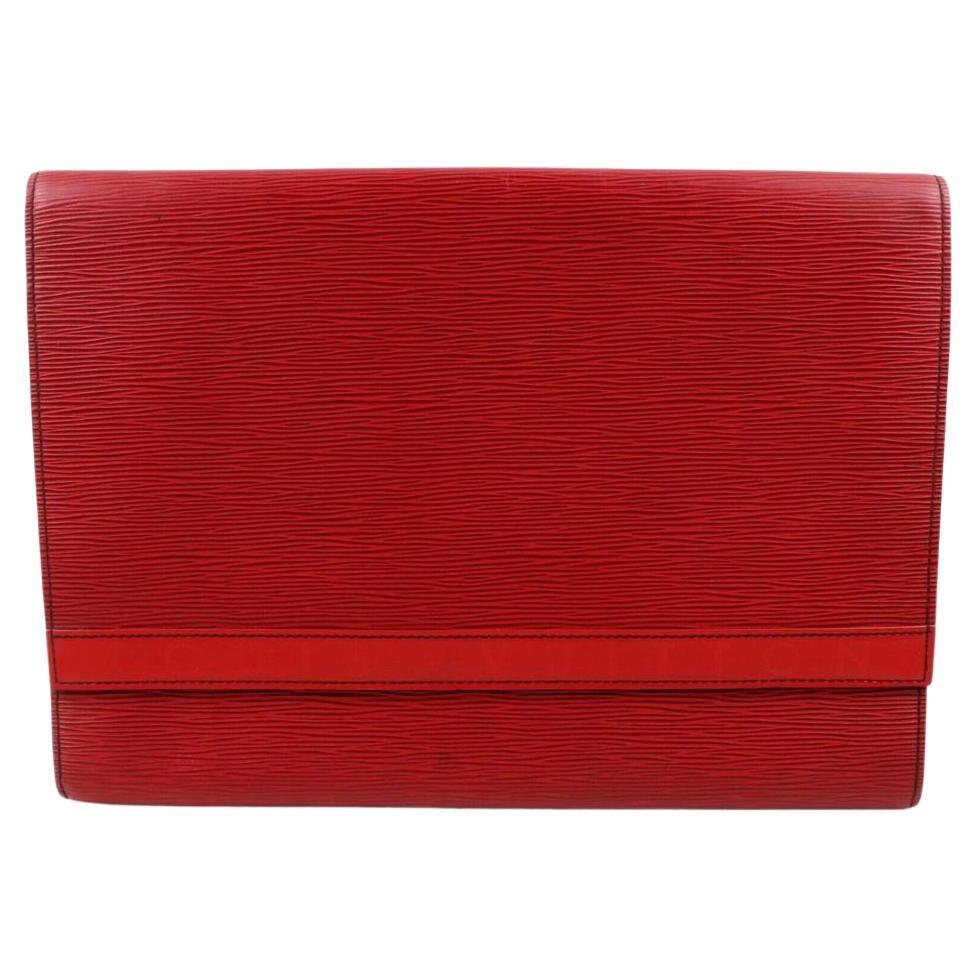 Louis Vuitton Red Pochette Clutch Business Flap Envelope Epi 872730 Wallet For Sale