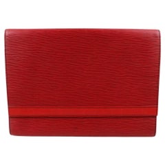 Louis Vuitton Red Pochette Clutch Business Flap Envelope Epi 872730 Wallet