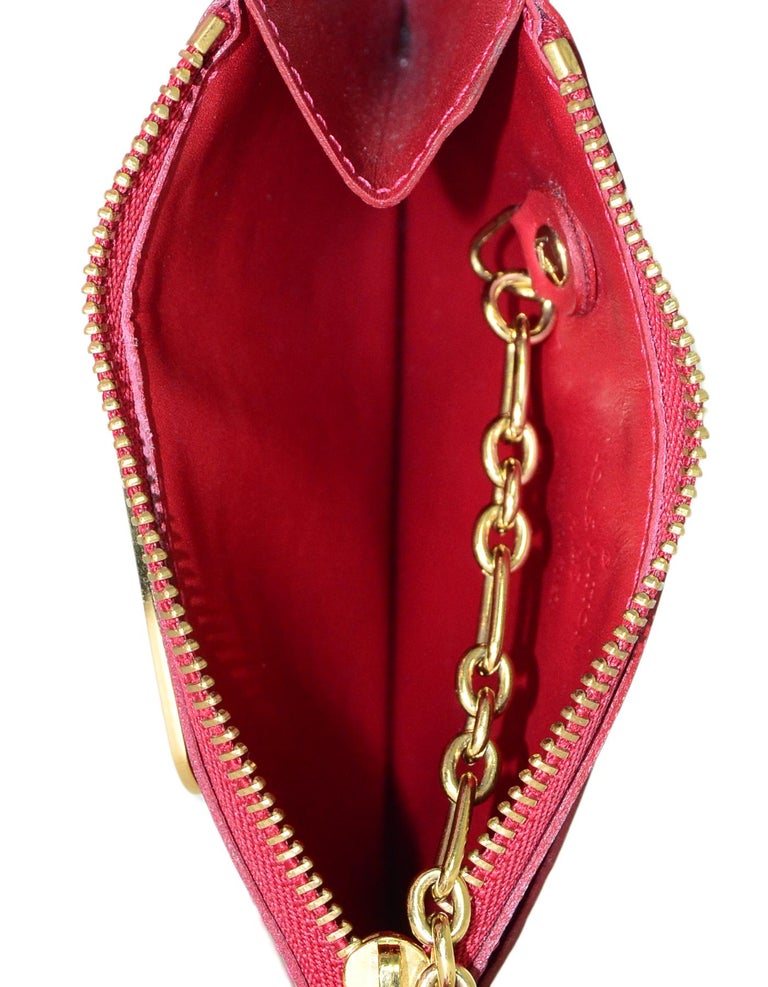 Louis Vuitton Red Pomme D'Amour LV Monogram Vernis Cles Coin Purse