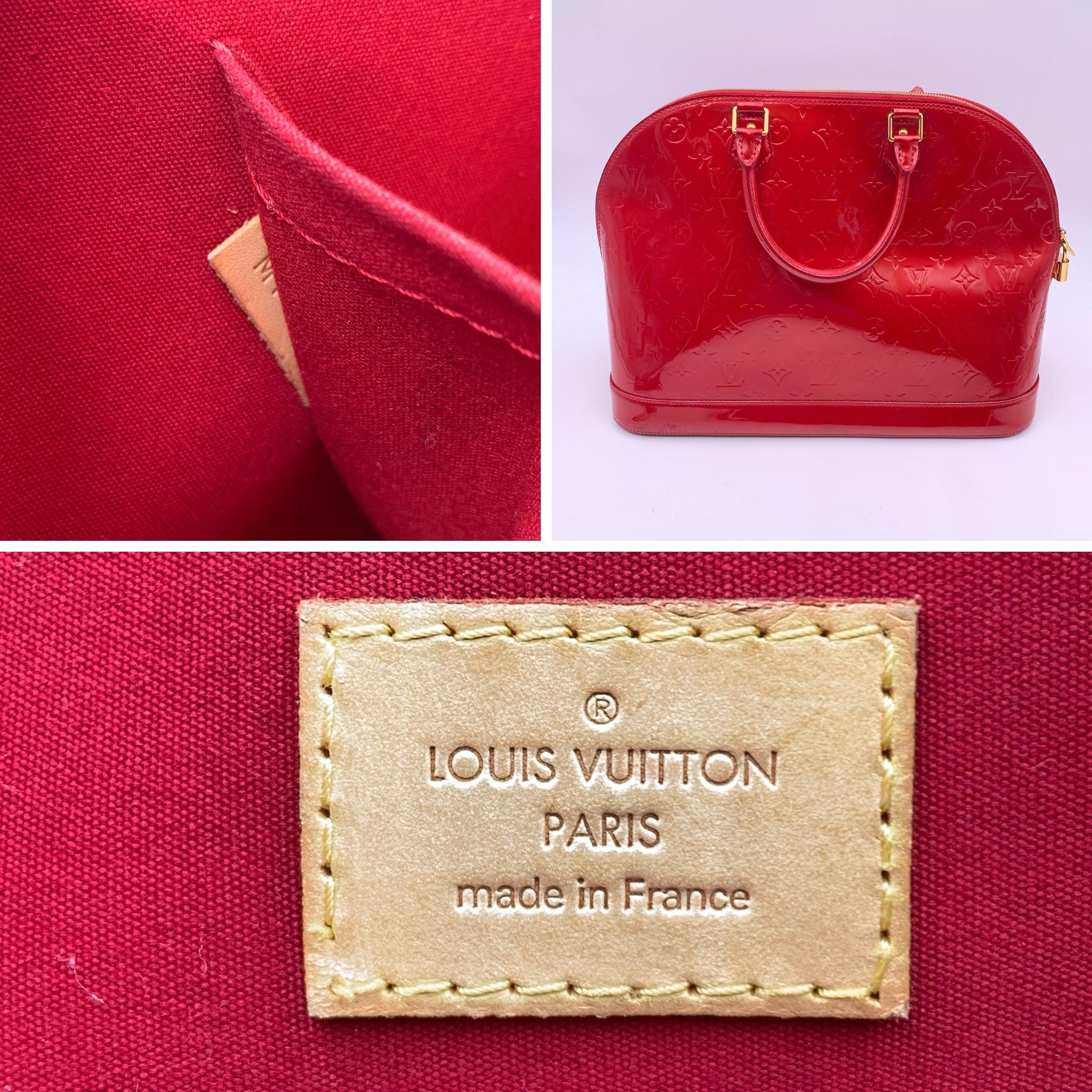 Women's Louis Vuitton Red Pomme D'Amour Monogram Vernis Alma GM Bag For Sale