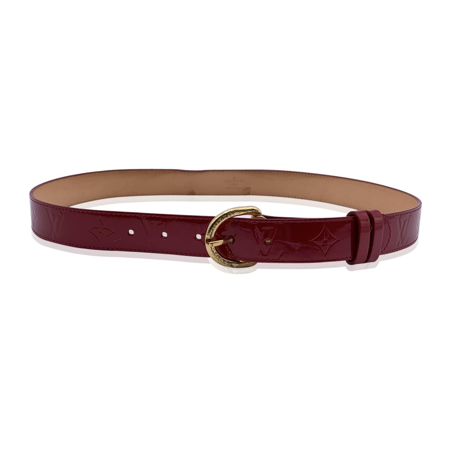 Louis Vuitton Red Pomme D'Amour Monogram Vernis Belt Size 90/36 In Excellent Condition In Rome, Rome
