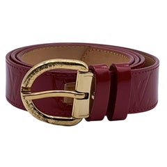 Louis Vuitton Red Pomme D'Amour Monogram Vernis Belt Size 90/36