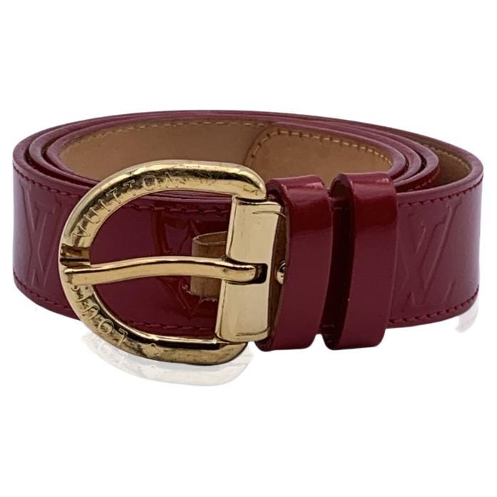 Louis Vuitton Brown Alligator LV Gold Tone Logo Belt For Sale at 1stDibs