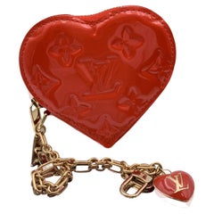 Vintage Louis Vuitton Red Pomme D'Amour Monogram Vernis Heart Coin Purse