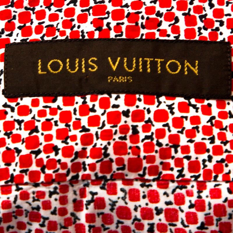 Louis Vuitton Red Printed Cotton Long Sleeve Shirt M 1