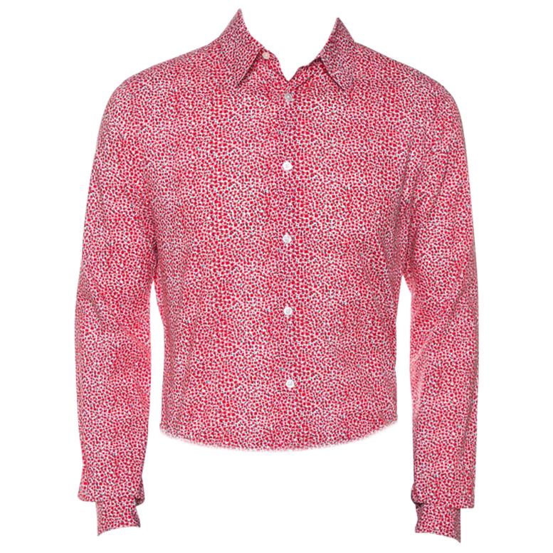 Louis Vuitton Red Printed Cotton Long Sleeve Shirt M