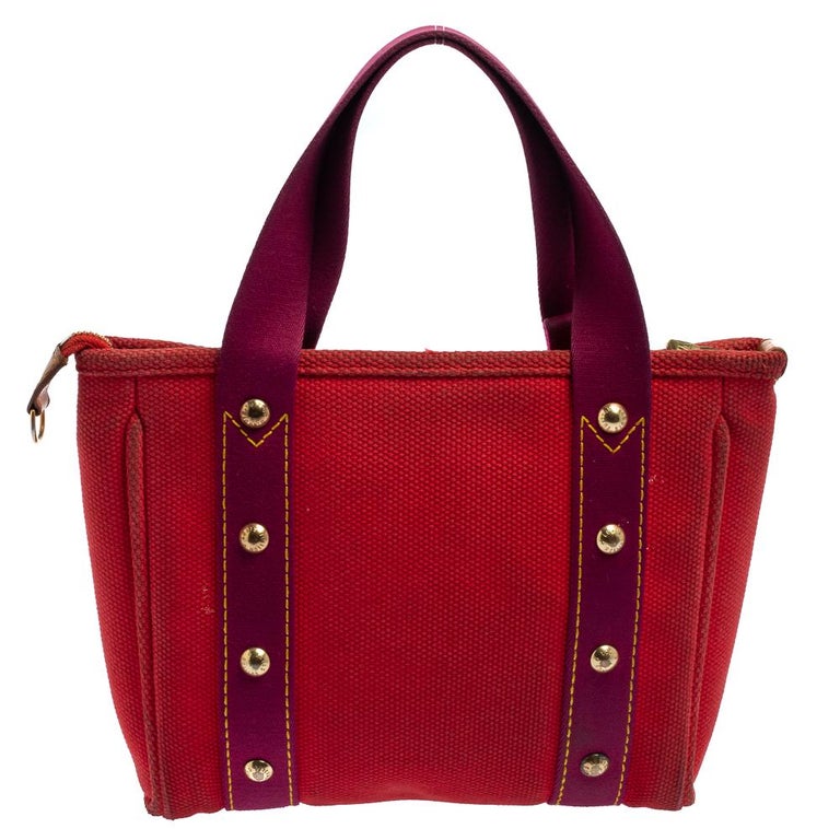 Women's Louis Vuitton Red/Purple Canvas Antigua Cabas PM Bag For Sale