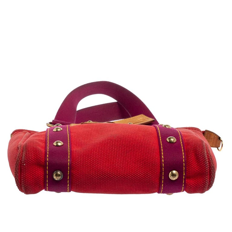 Louis Vuitton Red/Purple Canvas Antigua Cabas PM Bag For Sale 1