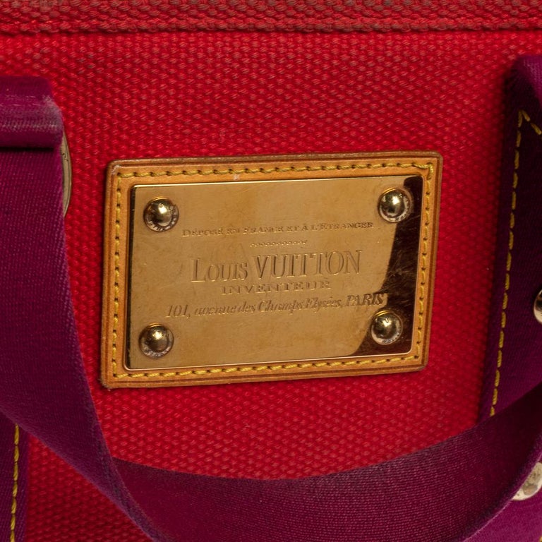 Louis Vuitton Red/Purple Canvas Antigua Cabas PM Bag For Sale 5