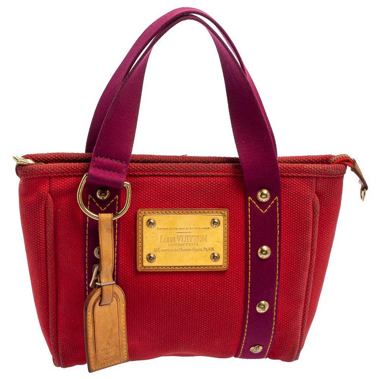 Louis Vuitton Red/Purple Canvas Antigua Cabas PM Bag For Sale