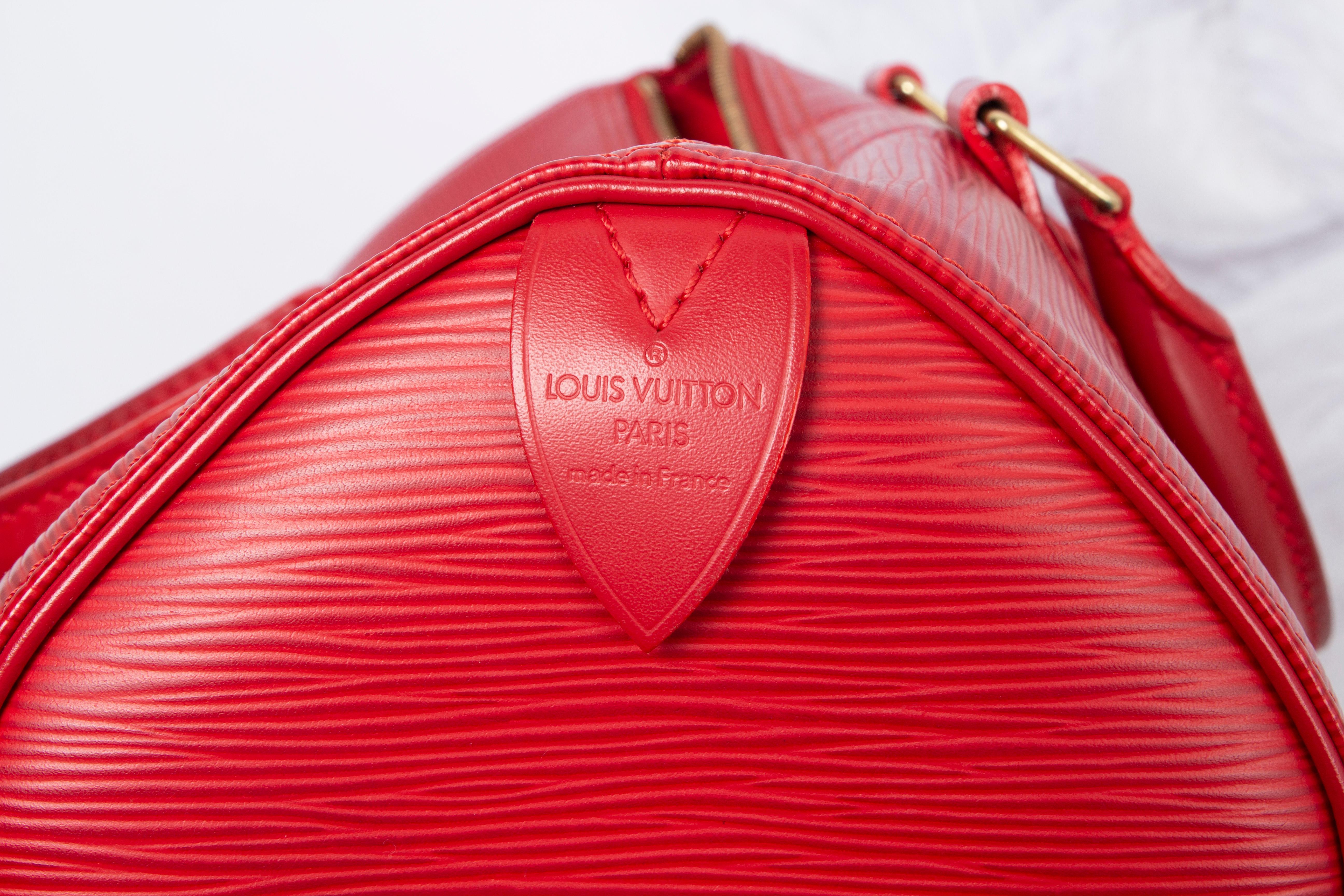 LOUIS VUITTON red Rouge Epi leather SPEEDY 25 Bag 4