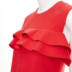 LOUIS VUITTON red ruffle sleeveless viscose blend cocktail dress FR36 S