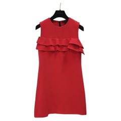LOUIS VUITTON Rotes RUFFLED A-LINE MINI DRESS Sz.34