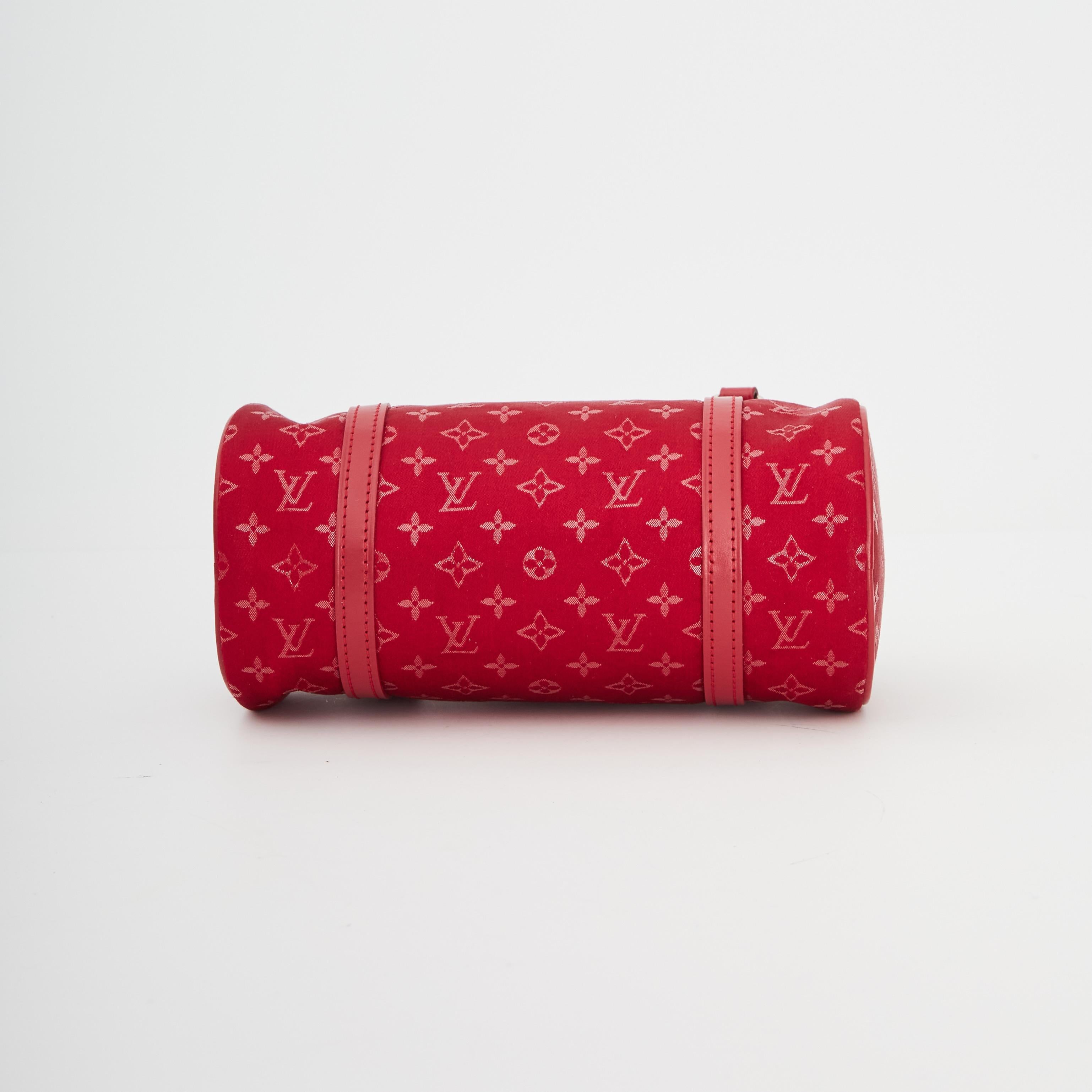 Louis Vuitton Red Satin Mini Papillon Bag In Good Condition For Sale In Montreal, Quebec