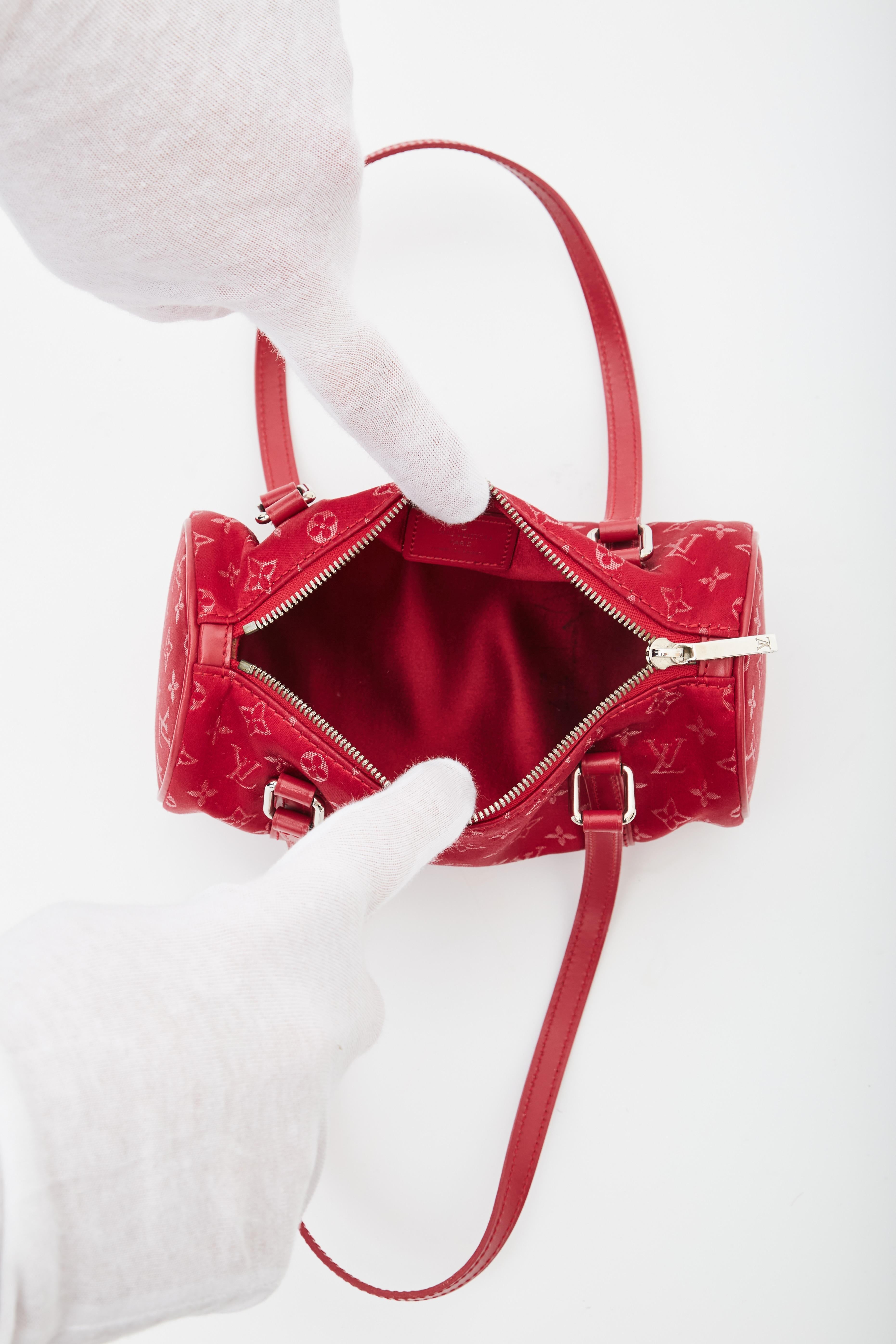 Louis Vuitton Red Satin Mini Papillon Bag For Sale 2