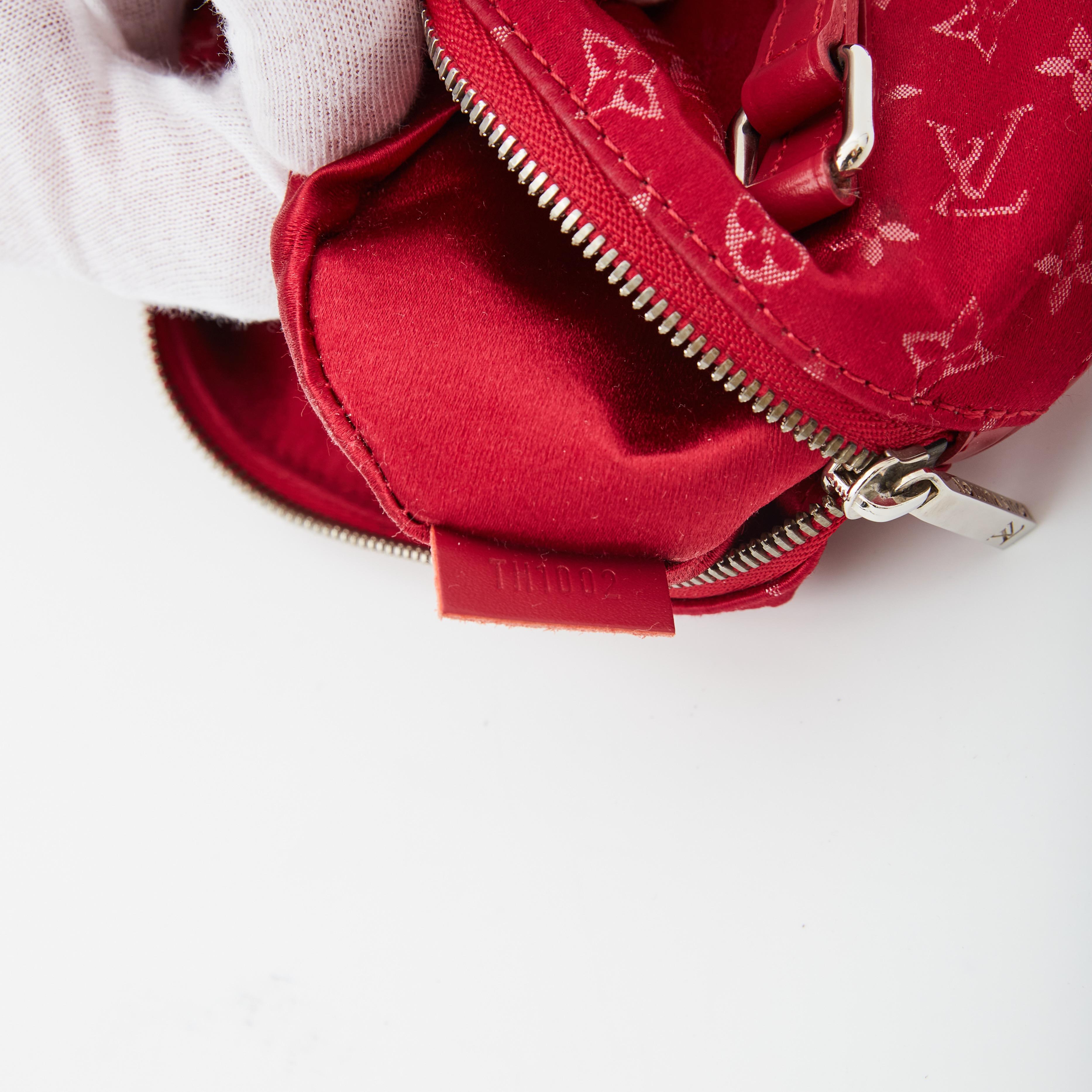Louis Vuitton Red Satin Mini Papillon Bag For Sale 4