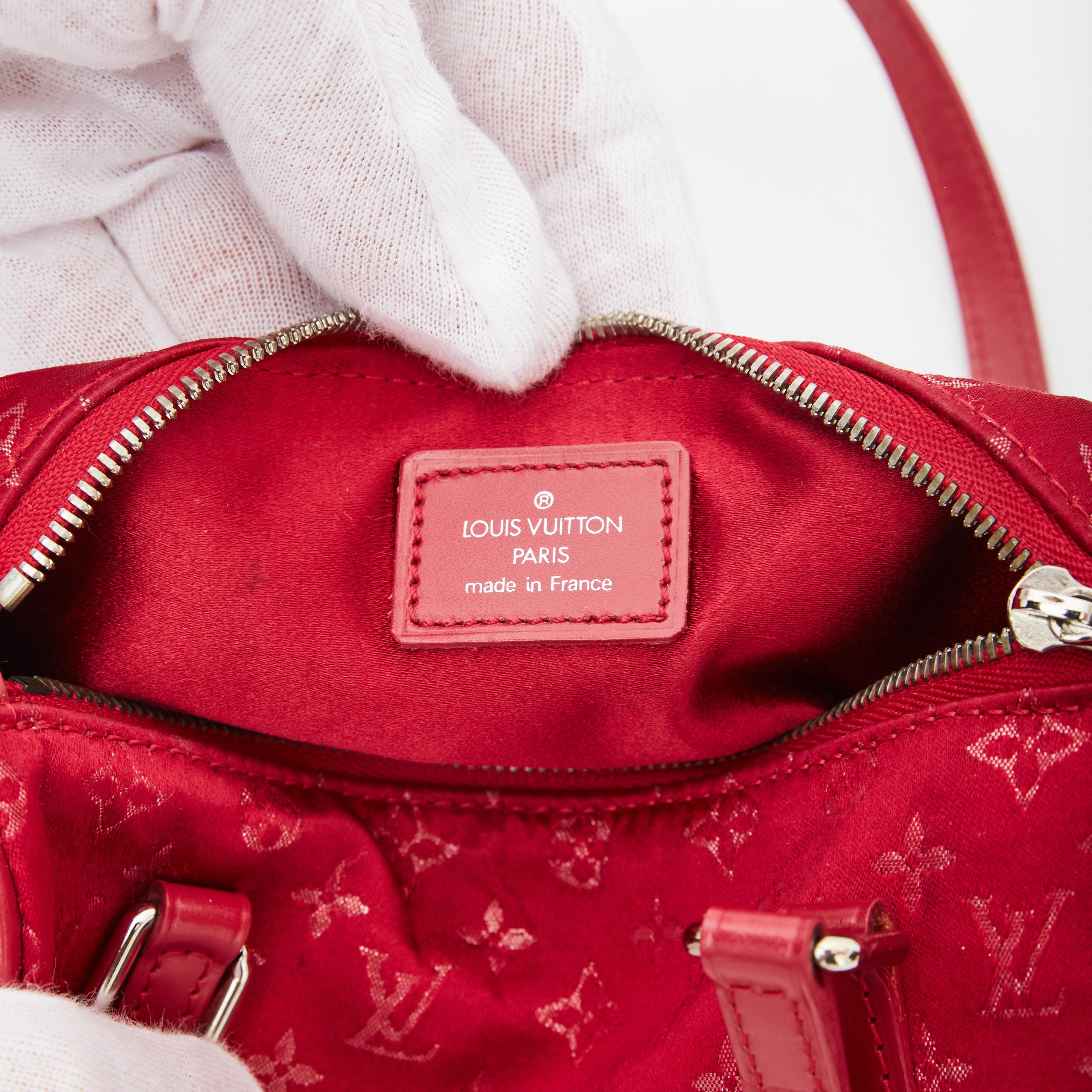 Louis Vuitton Red Satin Mono Papillon Bag (2002) In Good Condition In Montreal, Quebec