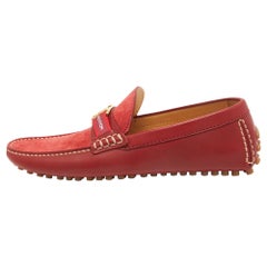 Louis Vuitton Red Suede and Leather Hockenheim Loafers Size 40