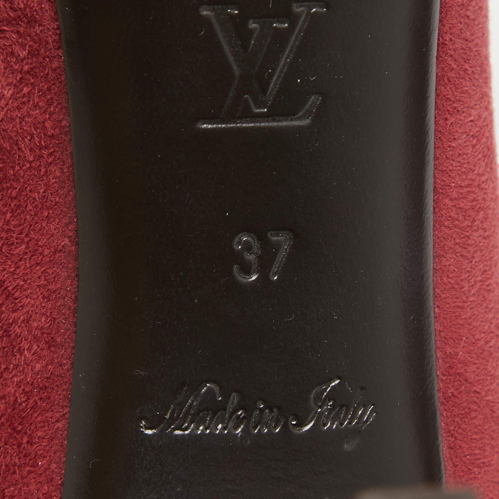 Louis Vuitton Rote Wildleder Lock It Pumps Größe 37 3