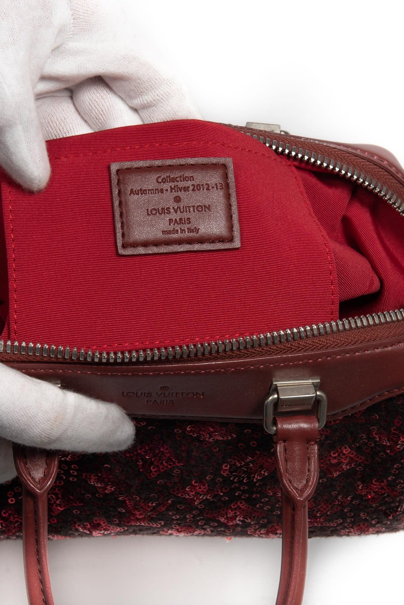 Louis Vuitton Red Sunshine Sequin Expressed Baby Speedy In Good Condition In Montreal, Quebec
