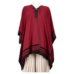 Louis Vuitton Red Tassel Accent Logo Cape Size S