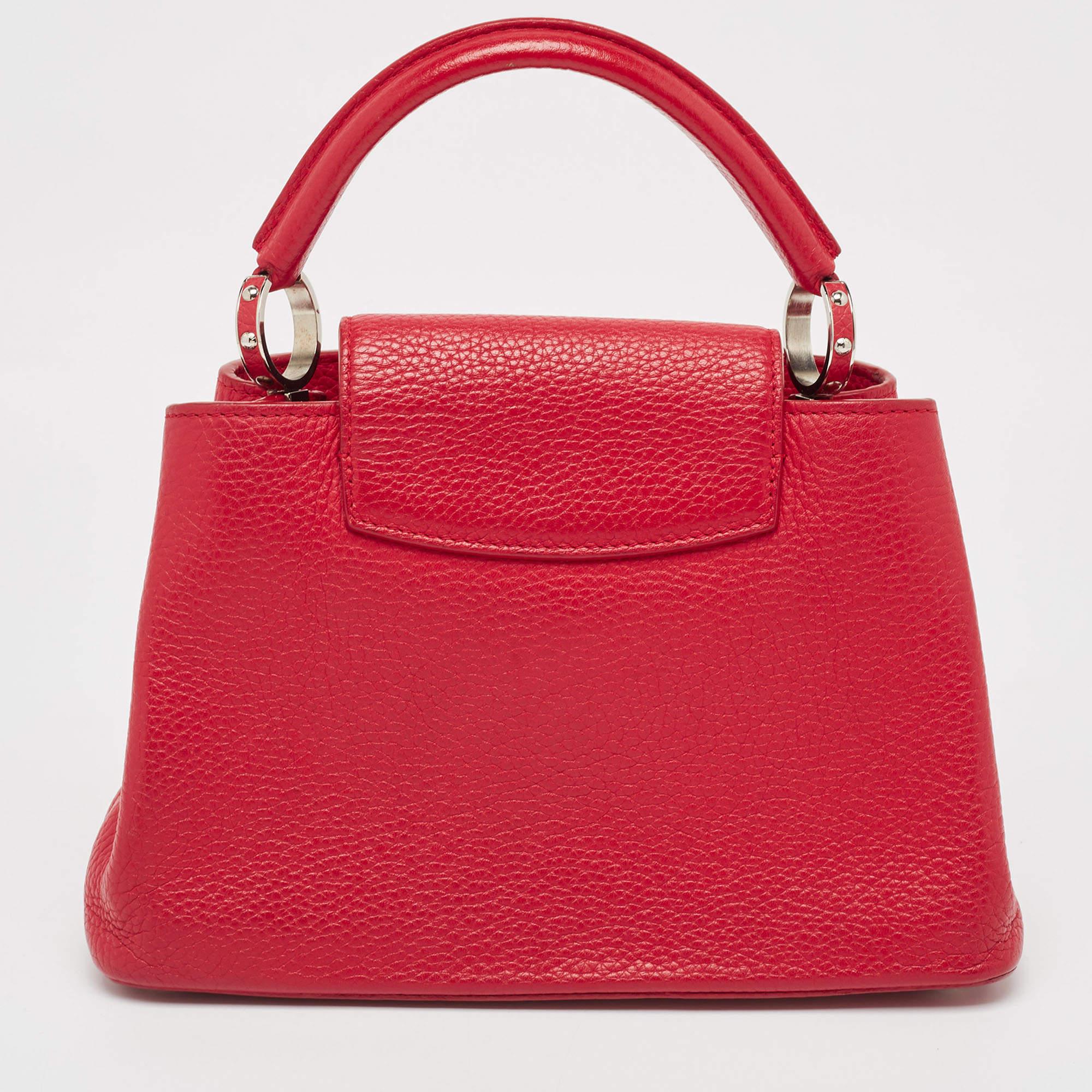 Women's Louis Vuitton Red Taurillon Leather Capucines BB Bag