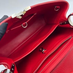 Louis Vuitton Red Taurillon Leather Capucines MM Handbag with Silver Hardware