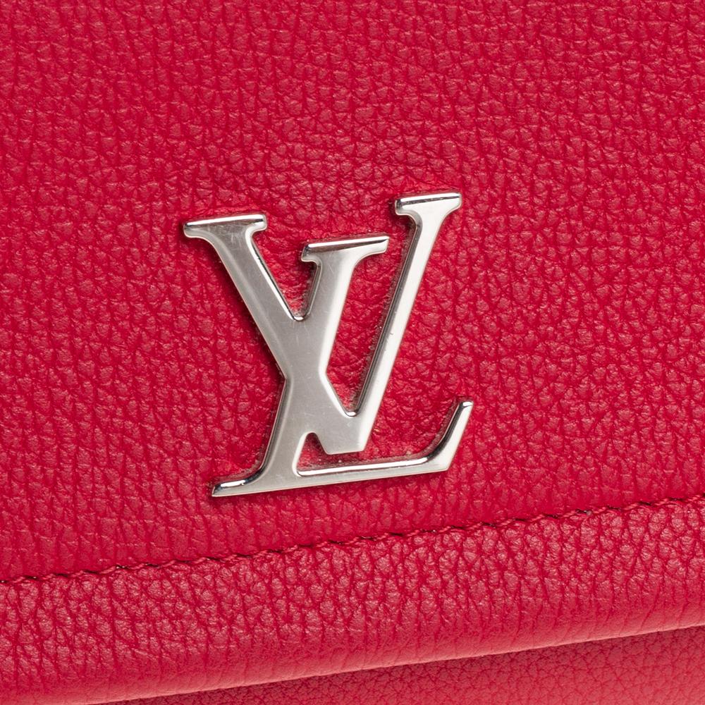 Louis Vuitton Red Taurillon Leather Lock Me ll Wallet In Good Condition In Dubai, Al Qouz 2