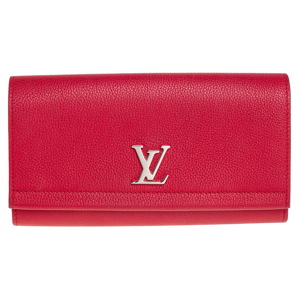 Louis Vuitton Red Taurillon Leather Lock Me ll Wallet
