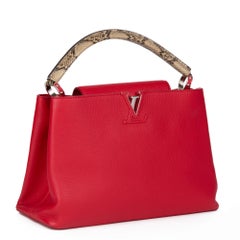 LOUIS VUITTON Red Taurillon Leather & Python Leather Capucines MM