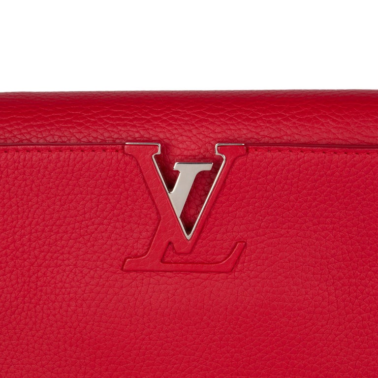 LOUIS VUITTON Red Taurillon Leather & Python Leather Capucines MM For Sale 2