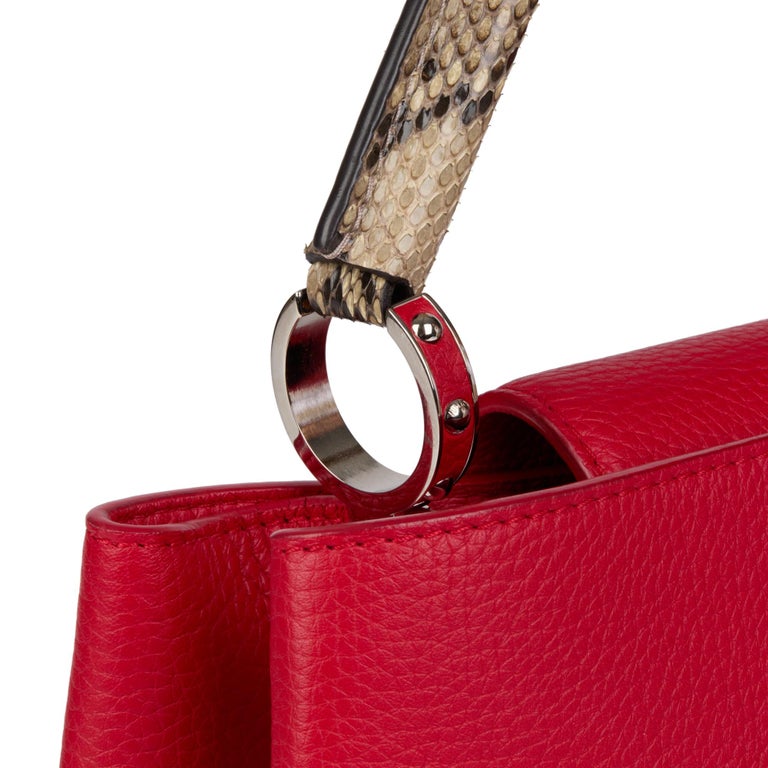 LOUIS VUITTON Red Taurillon Leather & Python Leather Capucines MM For Sale 3