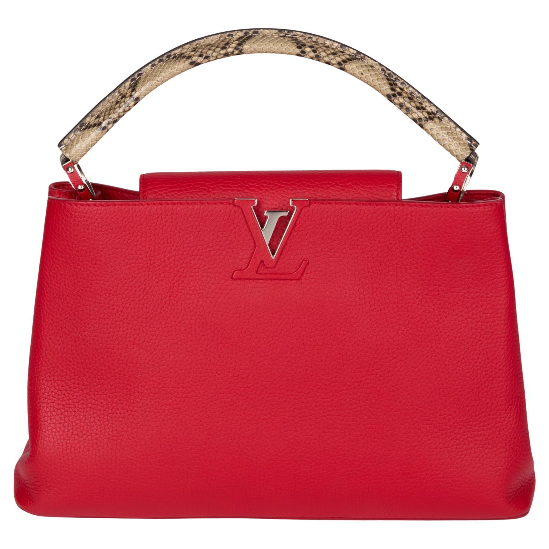 LOUIS VUITTON Red Taurillon Leather & Python Leather Capucines MM