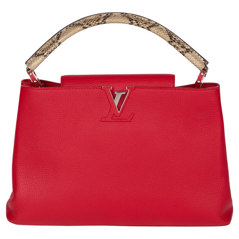 LOUIS VUITTON Red Taurillon Leather & Python Leather Capucines MM For Sale