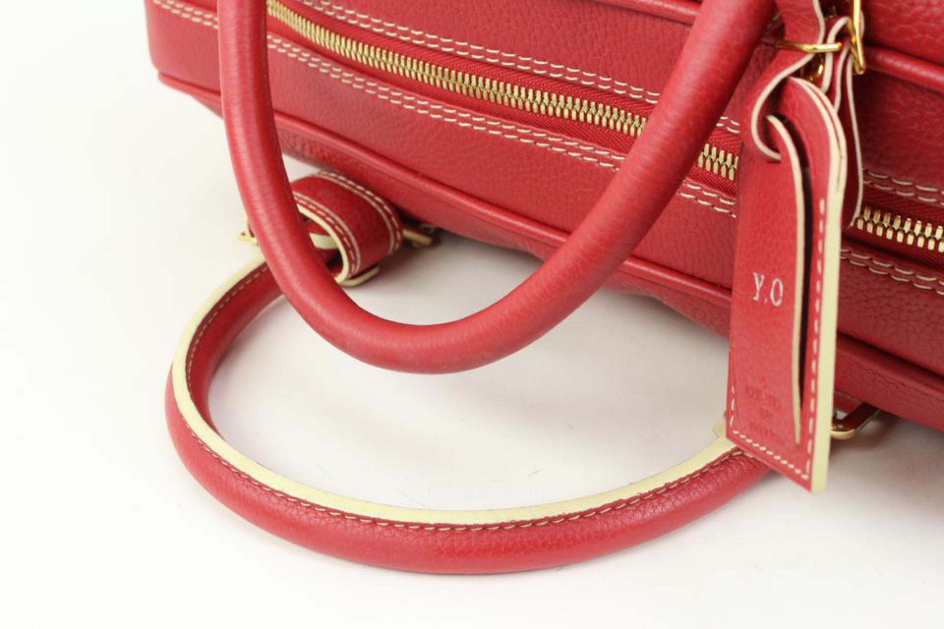 Women's Louis Vuitton Red Tobago Leather Carryall Boston Duffle 40lk324s