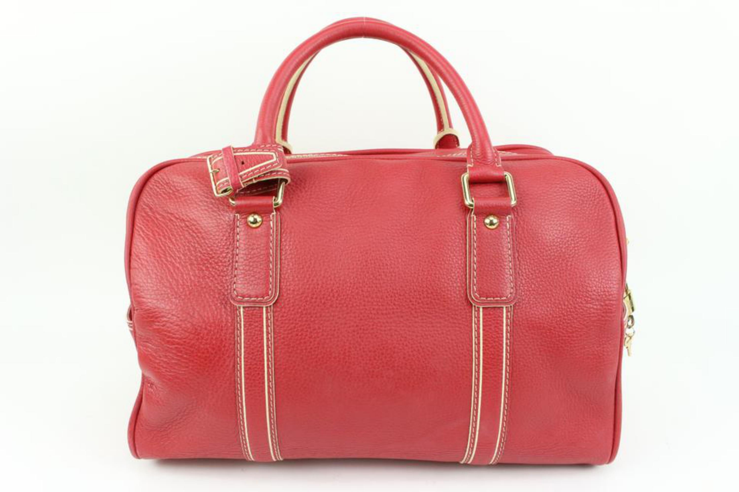 Louis Vuitton Red Tobago Leather Carryall Boston Duffle 40lk324s 1