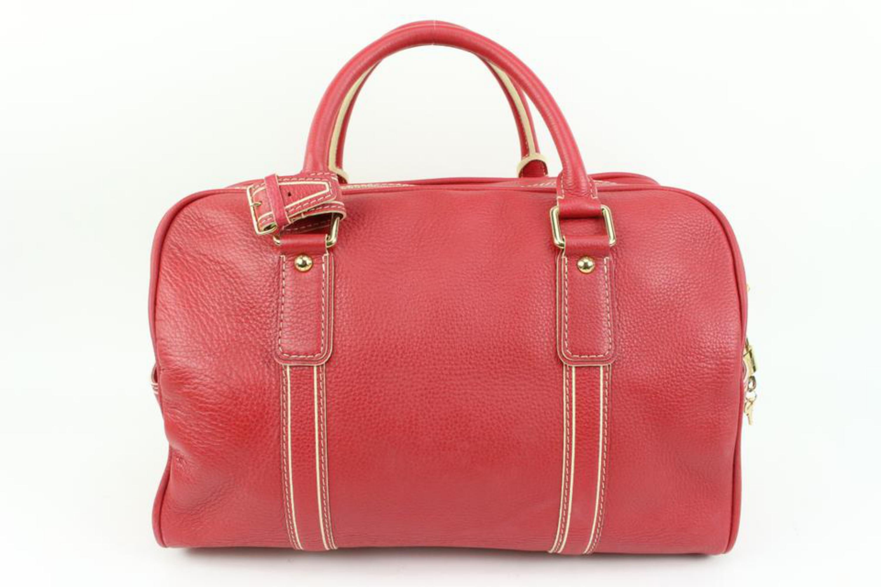 Women's Louis Vuitton Red Tobago Leather Carryall Boston Duffle 40lk324s