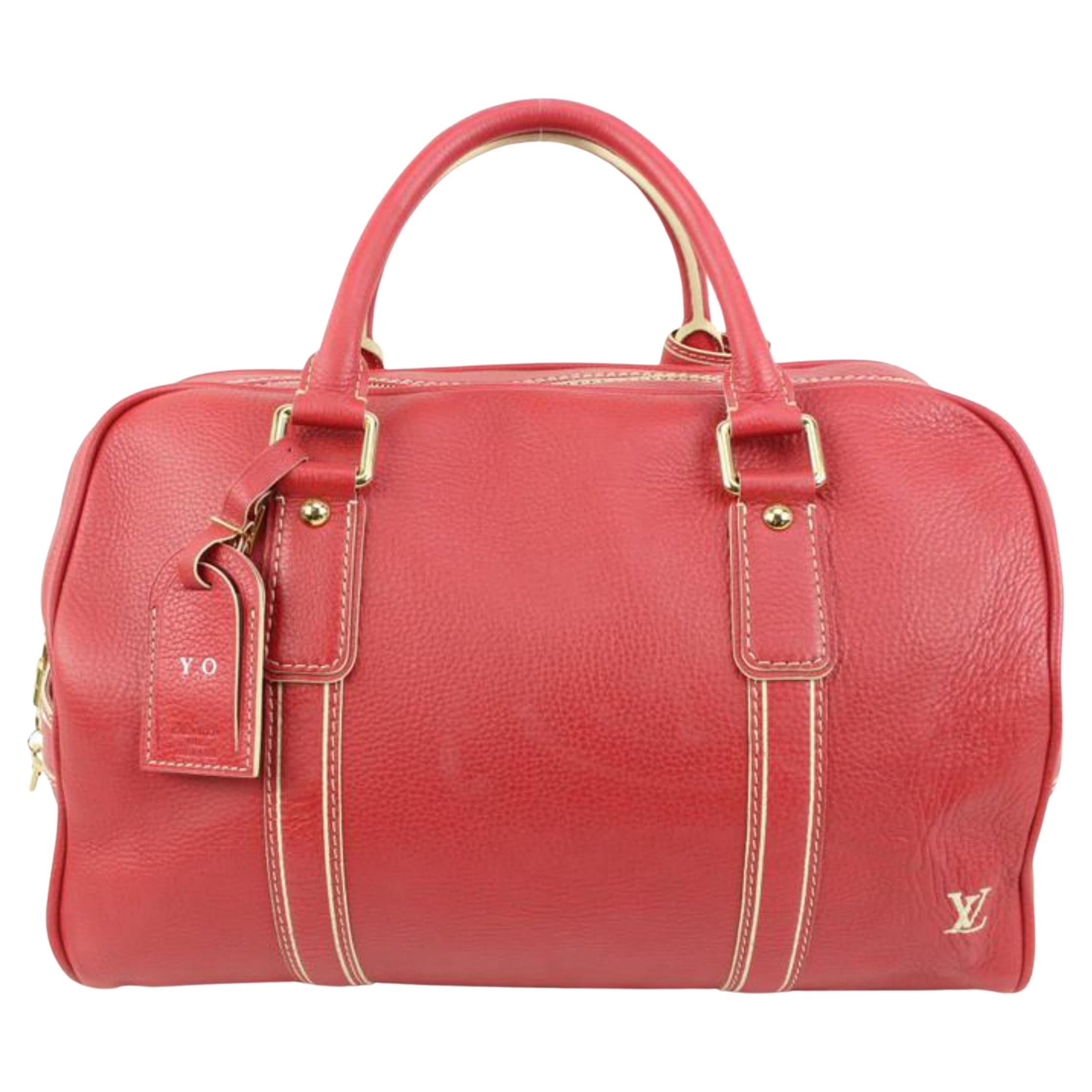 Louis Vuitton Red Tobago Leather Carryall Boston Duffle 40lk324s