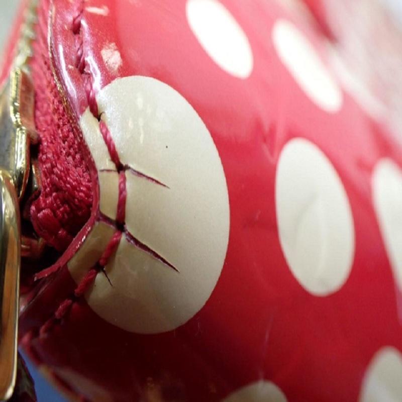 Women's Louis Vuitton Red Vernis Dot Leather Yayoi Kusama Lockit Vertical MM Satchel Bag
