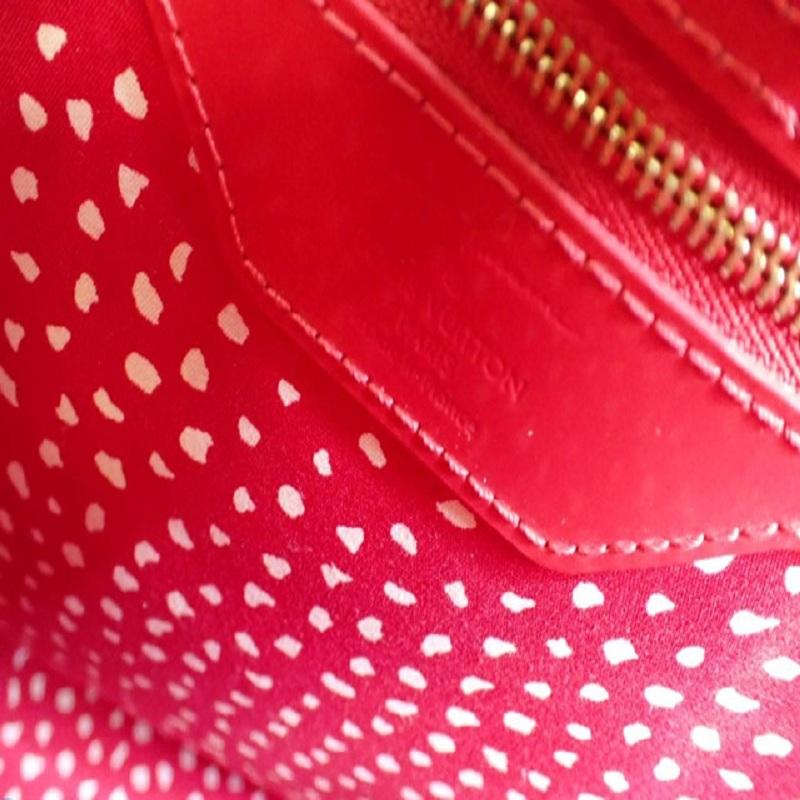 Louis Vuitton Red Vernis Dot Leather Yayoi Kusama Lockit Vertical MM Satchel Bag 1