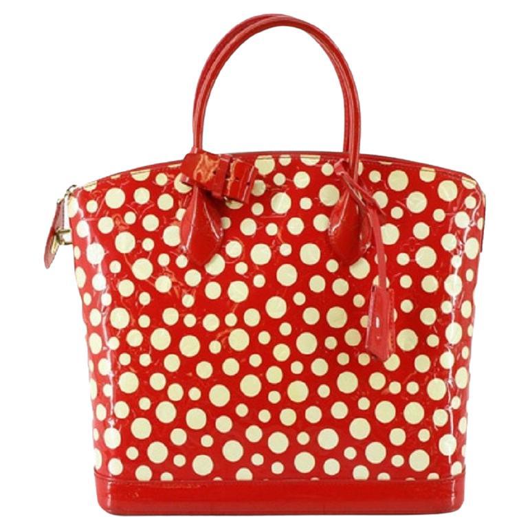 Louis Vuitton Red Vernis Dot Leather Yayoi Kusama Lockit Vertical MM Satchel Bag