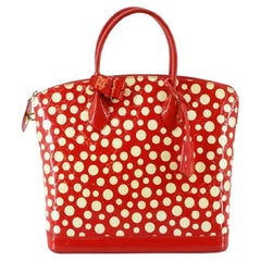 Louis Vuitton Red Vernis Dot Leather Yayoi Kusama Lockit Vertical MM Satchel Bag