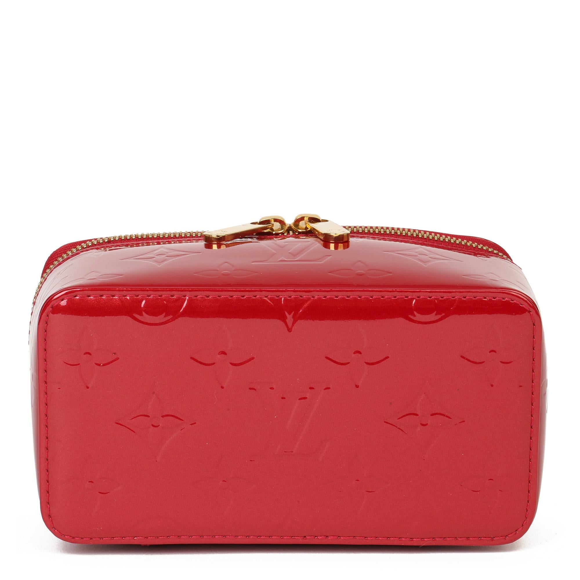 Louis Vuitton Red Vernis Leather Vintage Mini Jewellery Case 1