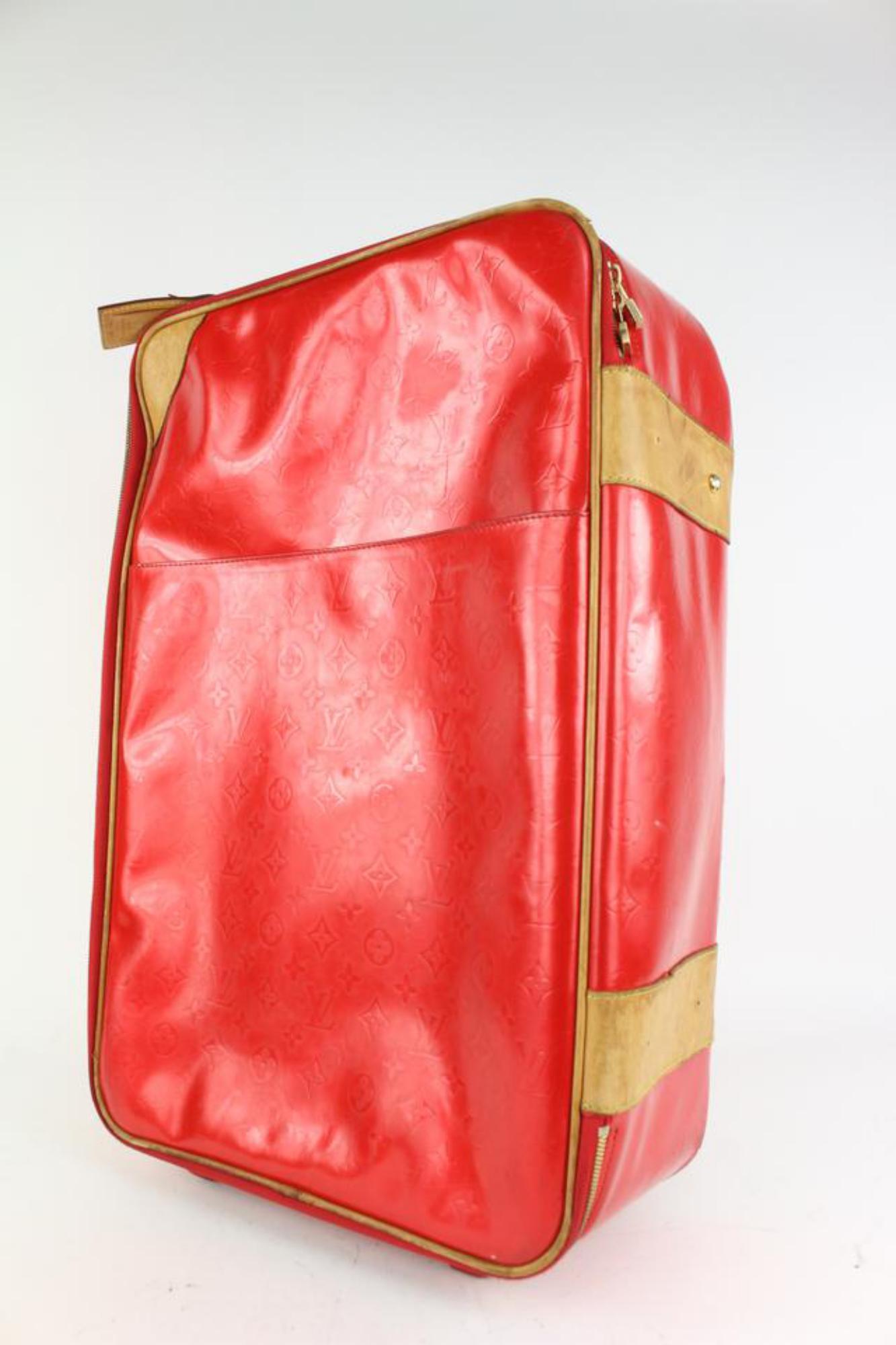 Louis Vuitton Red Vernis Monogram Pegase 55 Rolling Luggage Trolley Suitcase 101 For Sale 6