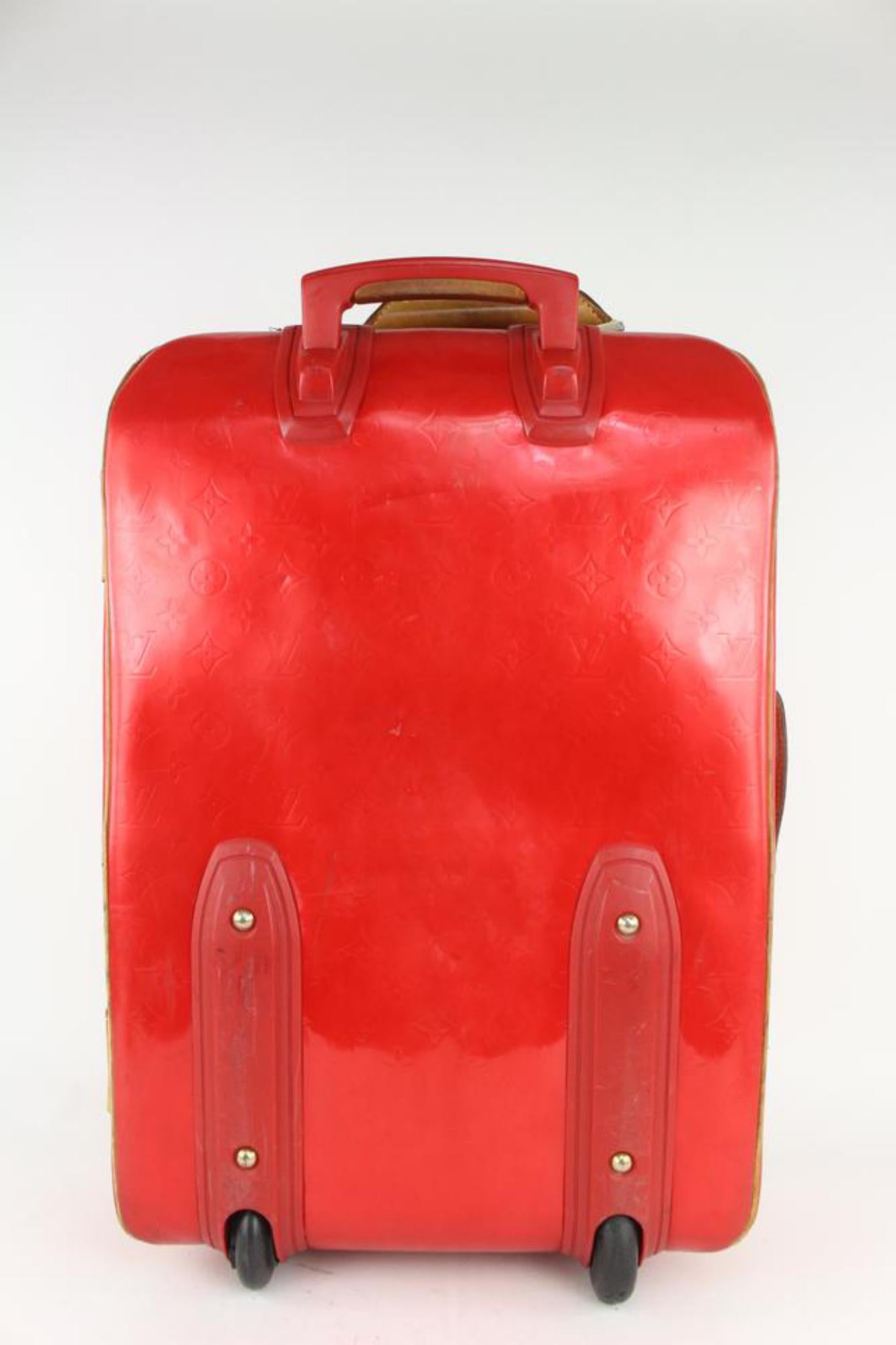 Louis Vuitton Red Vernis Monogram Pegase 55 Rolling Luggage Trolley Suitcase 101 For Sale 1