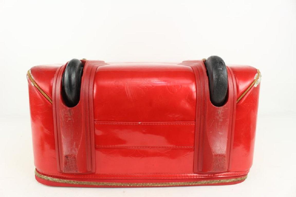 Louis Vuitton Red Vernis Monogram Pegase 55 Rolling Luggage Trolley Suitcase 3